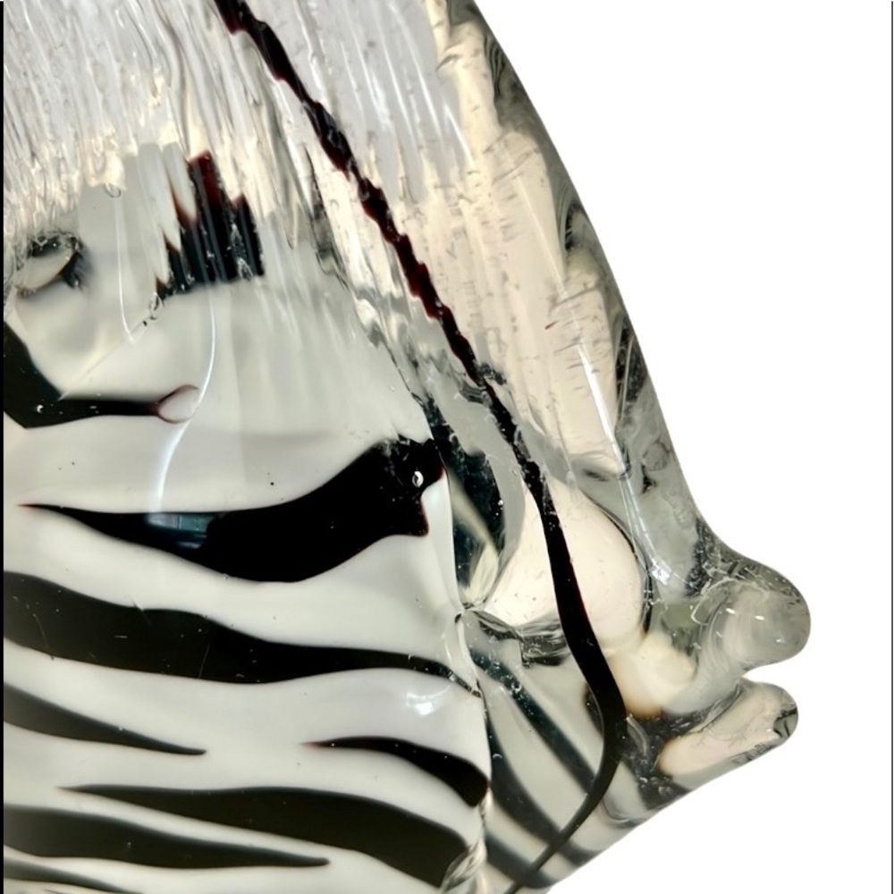 Murano-Style Zebra Stripe Glass Fish Sculpture – Art Deco Aquarium Decor